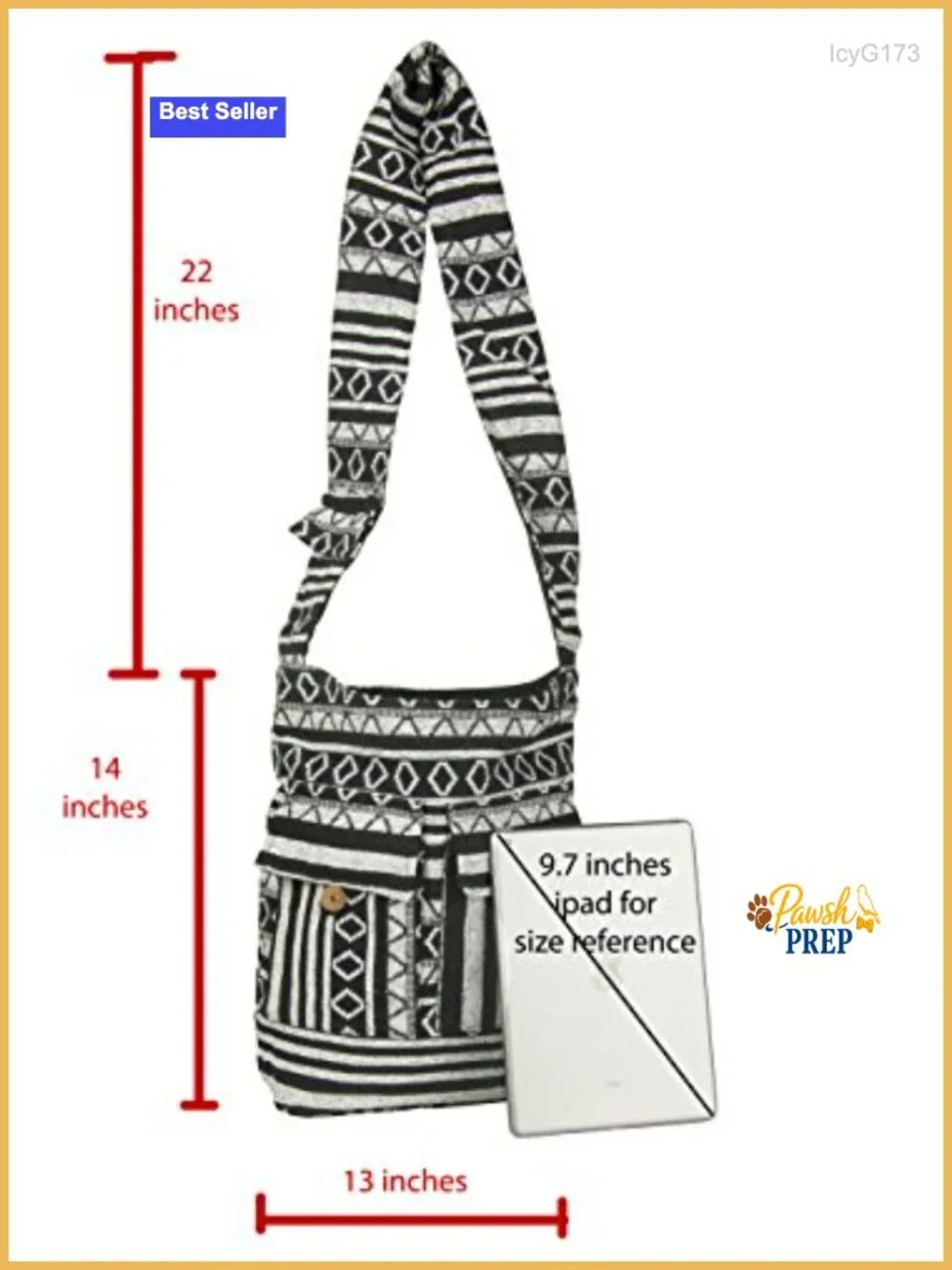 Handwoven Cotton Crossbody Hobo Bag with Pockets